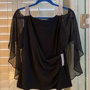 MSK just like new sz Medium black and rhinestone cold shoulder MSK top